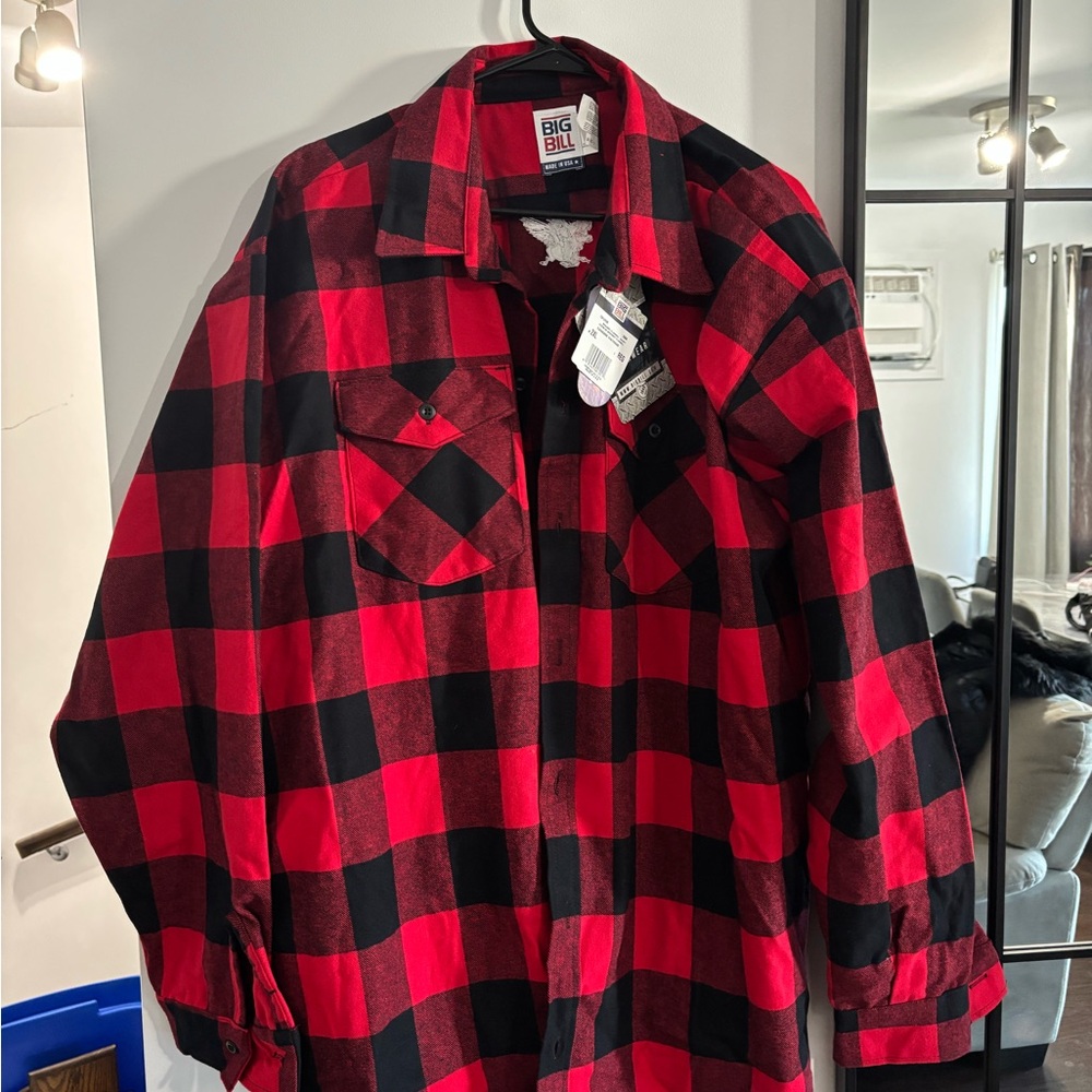Big Bill Men's Bold Red and Black Checkered Shirt